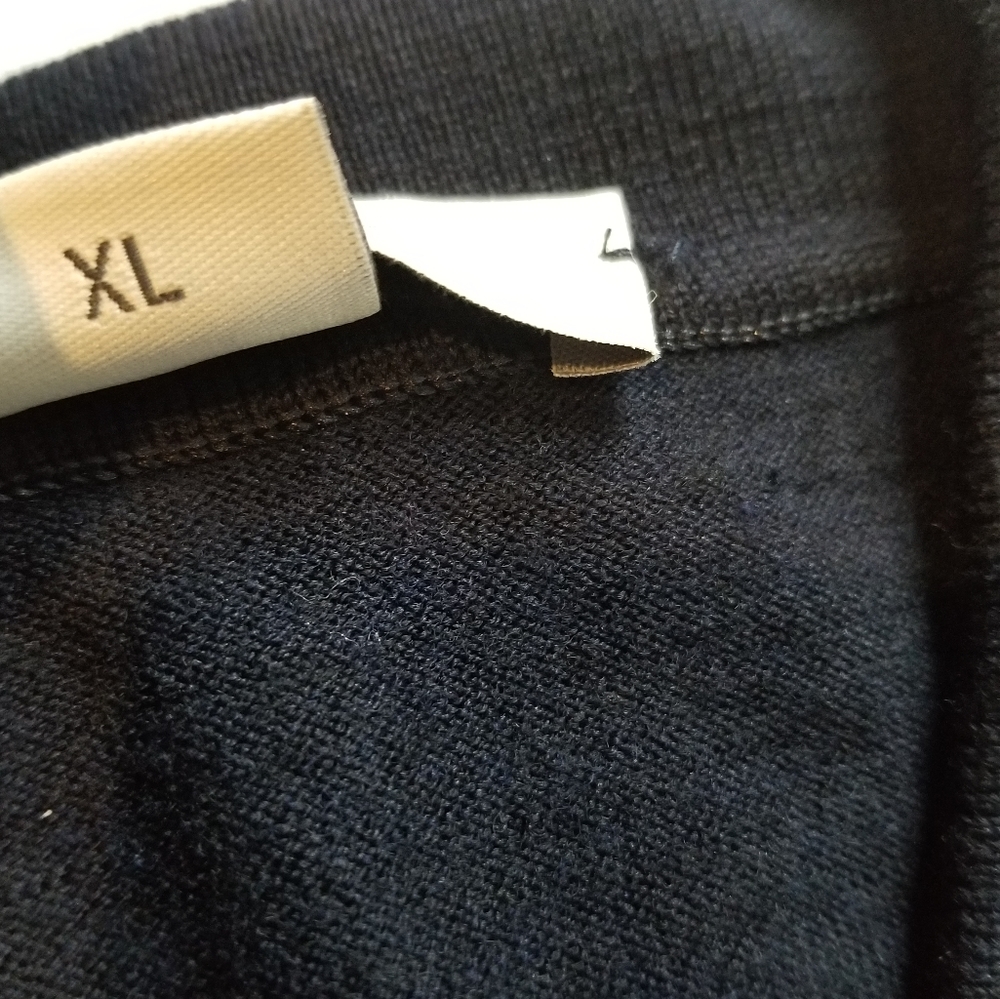 John Smedley Polo Longsleeves Sweater Pure Wool Size XL Navy Blue - Picture 9 of 9